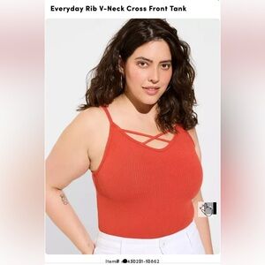 Torrid Size 3- Women's Ribbed V-Neck Cross Front Tank - Orange